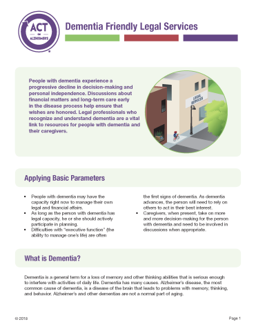 Dementia Friendly sector guide for legal services